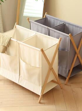 日式脏衣篓服布艺可折叠收生纳篮卫间浴室收双排篮卧室放脏衣OWP