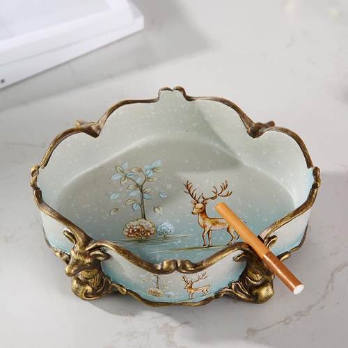 创意鹿烟灰缸个性时防风大号客尚厅家用之办公室件欧420式潮流摆