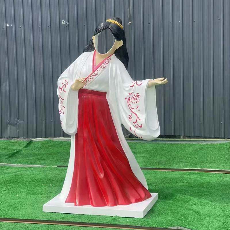 玻璃钢景区爆款汉服人脸空脸露脸雕塑云南大理拍照打卡创意摆件