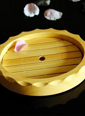 仿碟木纹圆盘寿司盆料理盘寿司胺盘子61772刺身盘冰盘亚克日力式密餐具