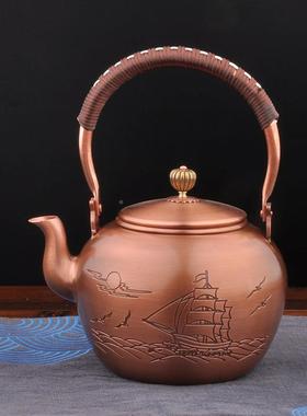 铜壶烧水壶手工纯紫铜茶套上水电陶炉煮茶器铜纯制家用93098泡茶