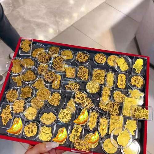 水贝黄金财神爷足金999手机贴纸暴富招财公主请发财送客户可定制