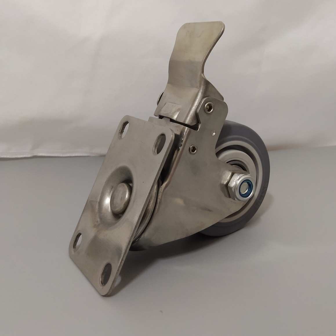 不锈钢弹力脚轮万向轮3寸4寸5寸万向刹车脚轮 TPR软胶脚轮