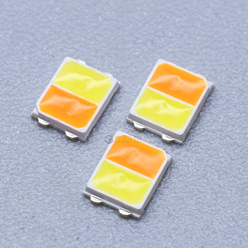0.5W 1W贴片2835双杯双色温双色灯珠白金黄贴片双色led灯珠