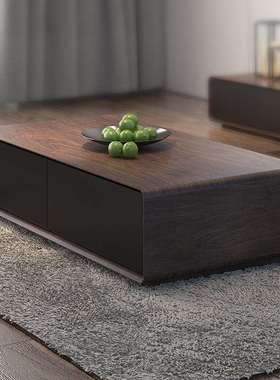 北欧茶几电视柜组合现代简约黑灰色茶几轻奢小户型胡桃色储物茶桌