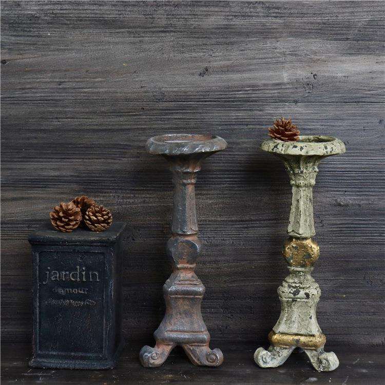 陌上花舍ing复古做旧文艺欧式杂货花园庭院装饰烛台摆件工艺品