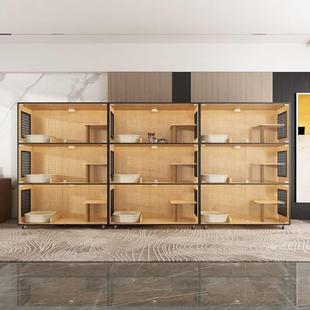 猫寄养柜大型透明实木豪华繁育寄养多层玻璃猫屋猫笼恒温展示多支