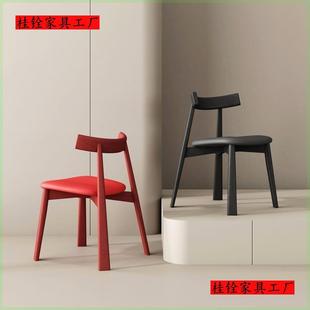 实木现代简约椅子船桨椅靠背椅餐椅家用黑色北欧轻奢餐厅酒店吧台