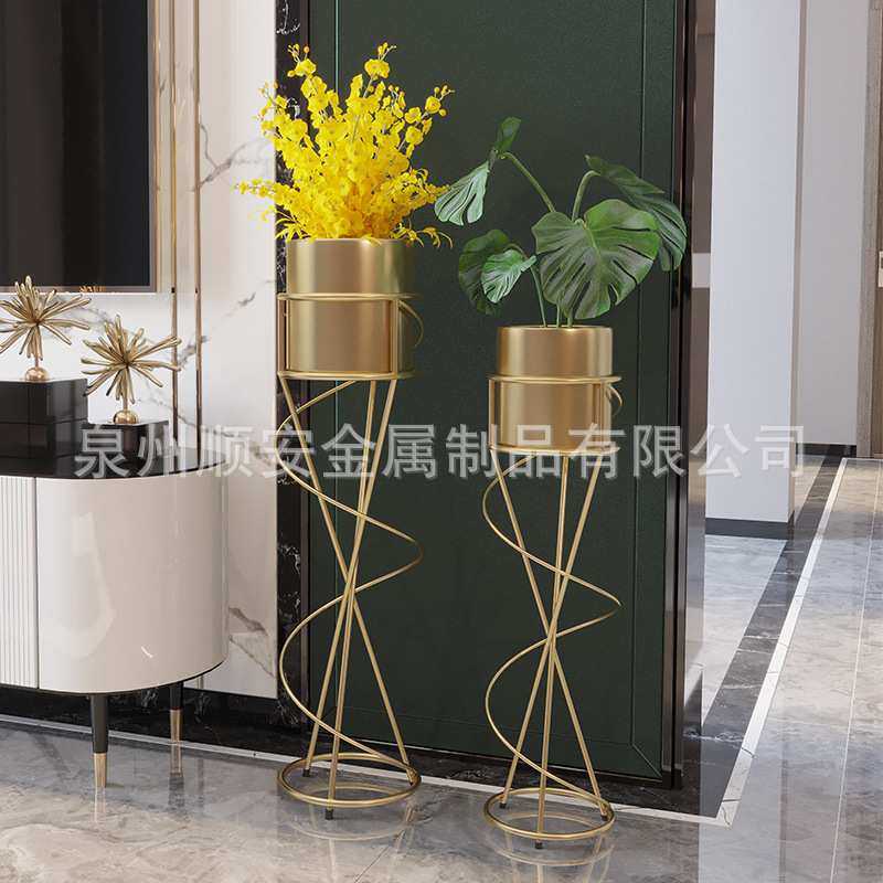 2024年北欧轻奢花架铁艺客厅装饰花瓶电视柜旁边落地仿真植物花架