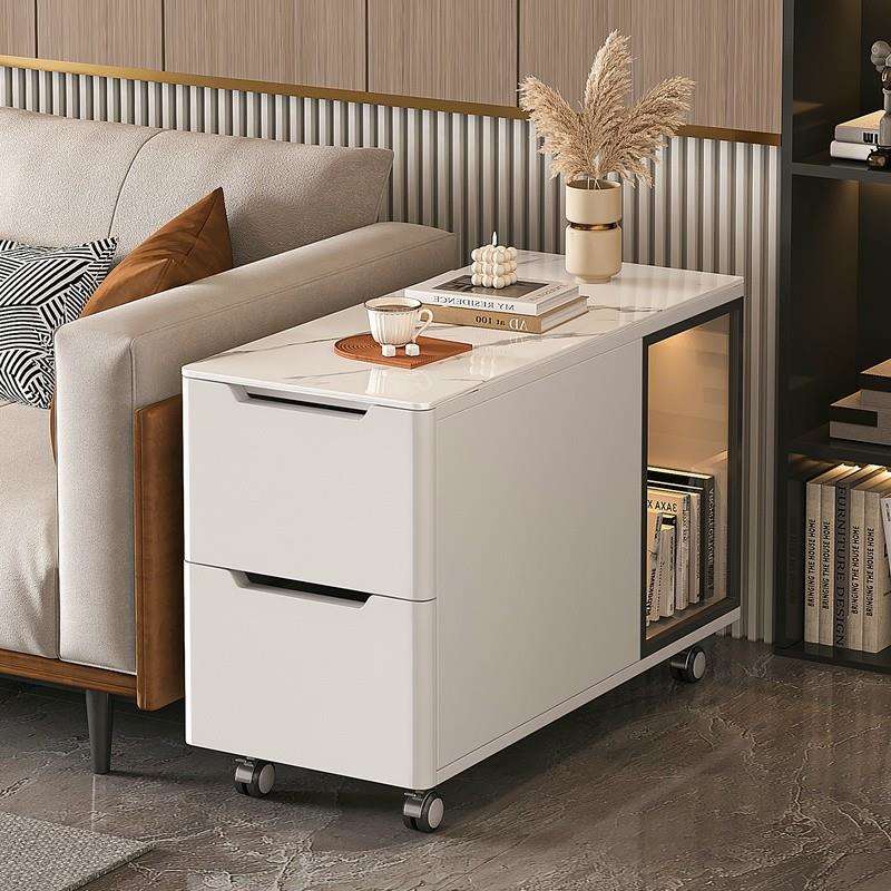 可移动边几实木沙发边柜侧柜轻奢感岩板茶几床边小桌子侧边柜