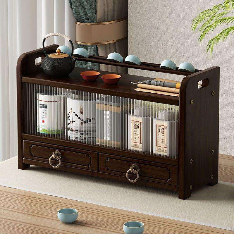 新款桌面台式博古架茶具置物架新中式多宝阁小型收纳柜摆件展示柜