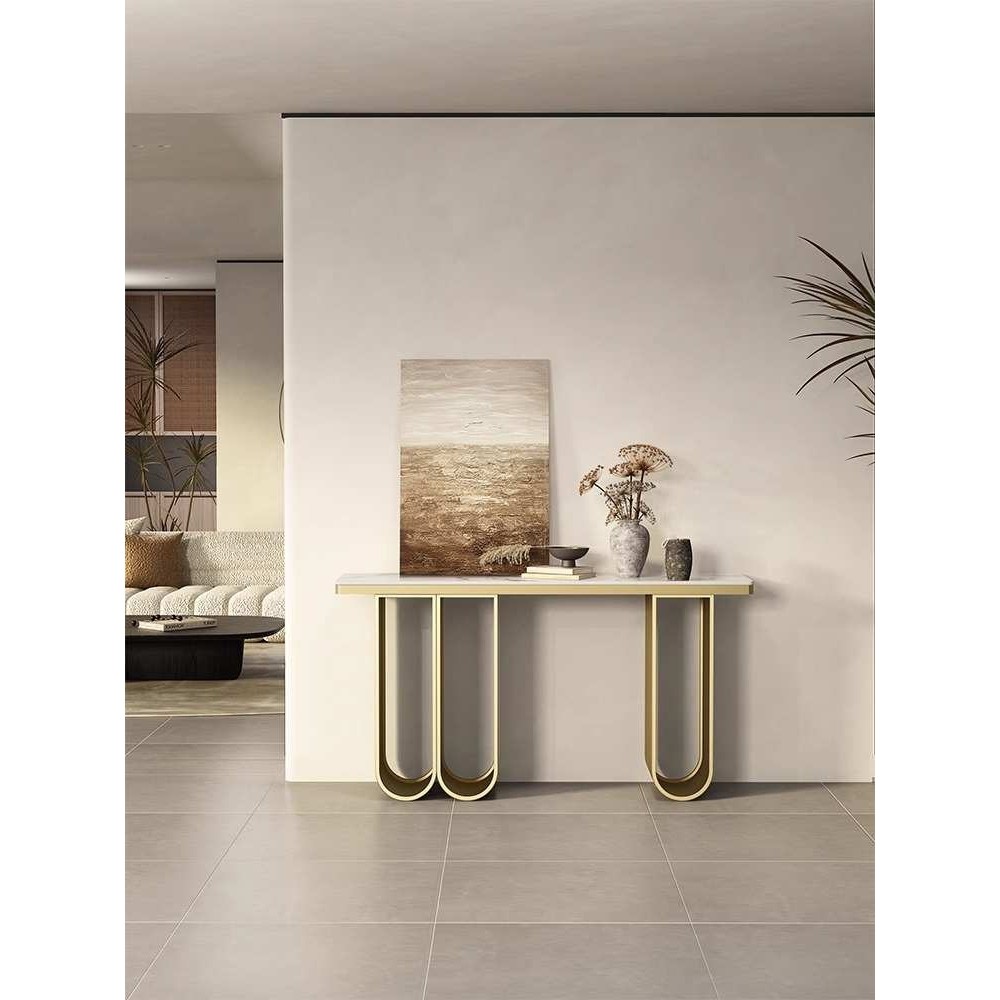 意式岩板玄关台酒店大堂进门轻奢玄关桌过道走廊装饰入户端景条案