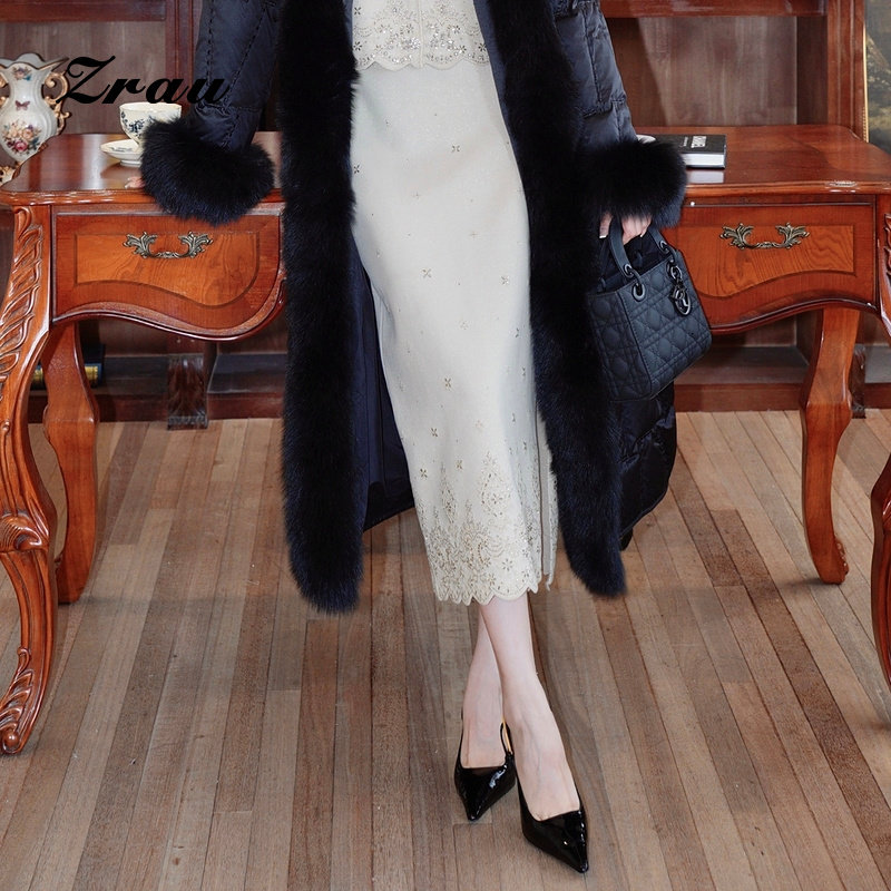 ZRAU【商场同款】高级感开叉半身裙2025冬季新款博主同款包臀裙