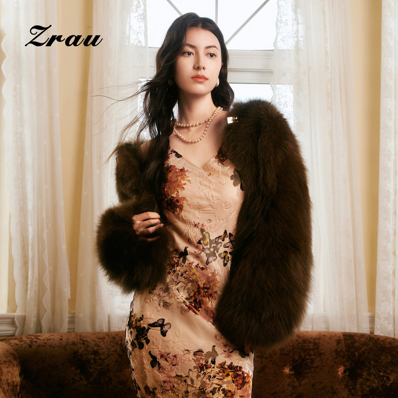 ZRAU【博主同款】复古高级感气质外套2025冬季新款商场同款皮草