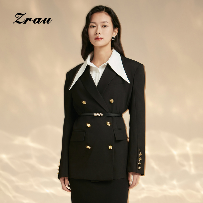 双排扣通勤西装外套女装