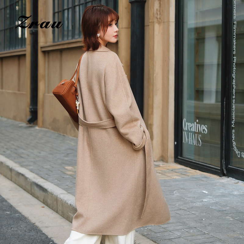 收腰显瘦双面呢大衣外套