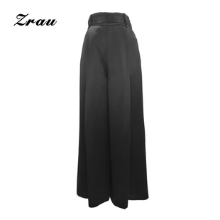 日常通勤简约阔腿长裤 新款 2026夏季 ZRAU复古宽松气质高腰休闲裤