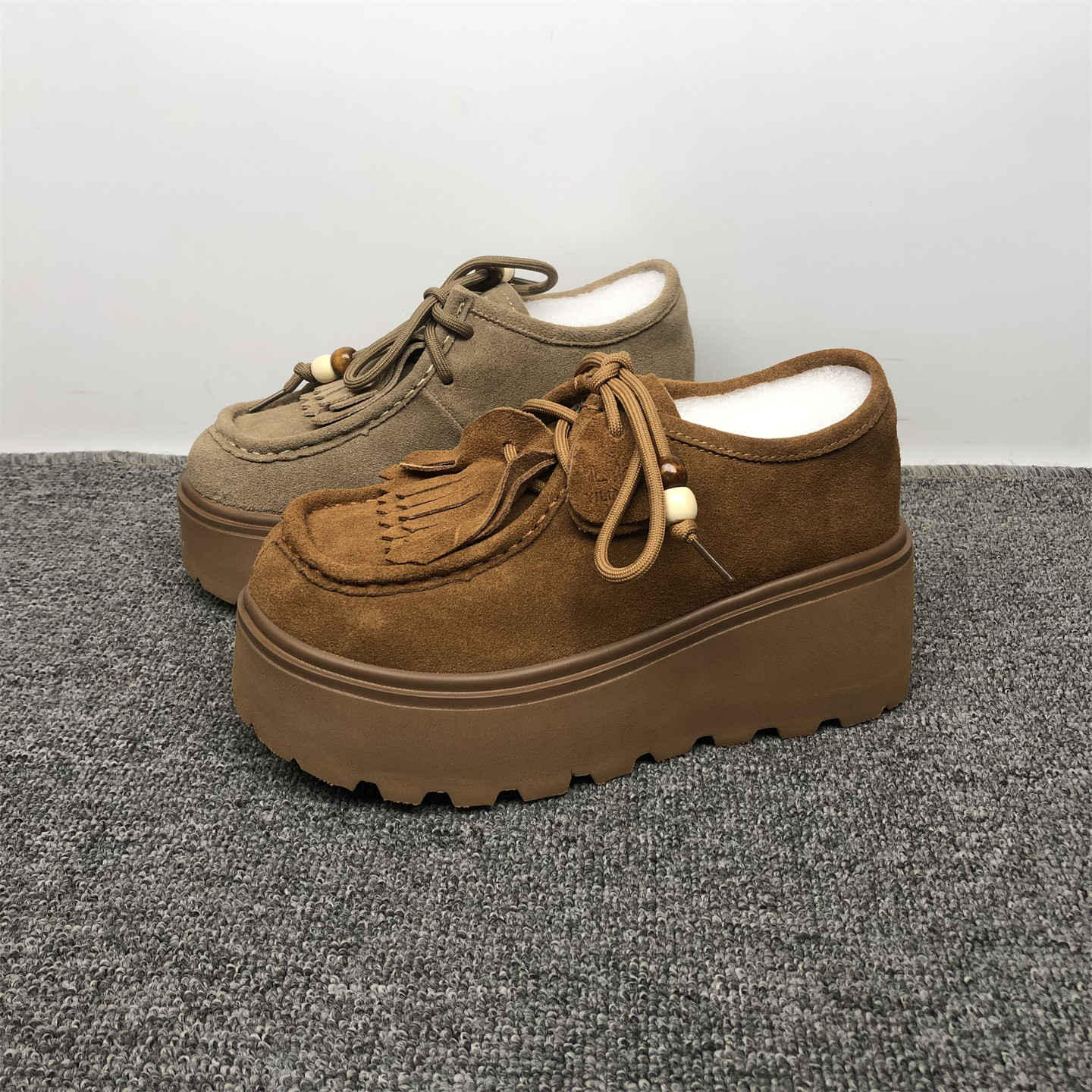 品牌撤柜真皮勃肯女鞋2025新款牛皮流苏厚底松糕鞋女增高乐福鞋女,女鞋,勃肯鞋/软木鞋,淘宝优惠券,粉丝福利购,淘宝优惠卷