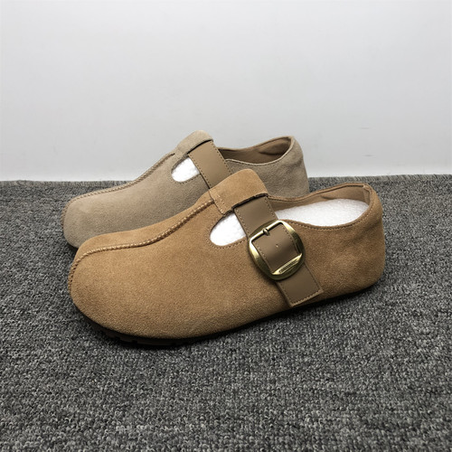 真皮厚底增高魔术贴勃肯女鞋