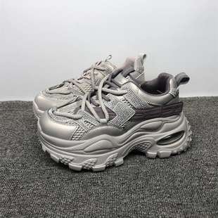 时髦百搭厚底炸街运动休闲鞋 品牌撤柜真皮洋气水钻老爹鞋 女2025款