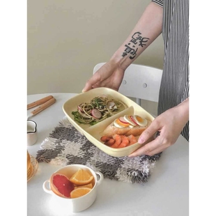 分格餐盘 陶瓷两格分食分菜餐具盘子大人儿童菜盘分隔早餐盘