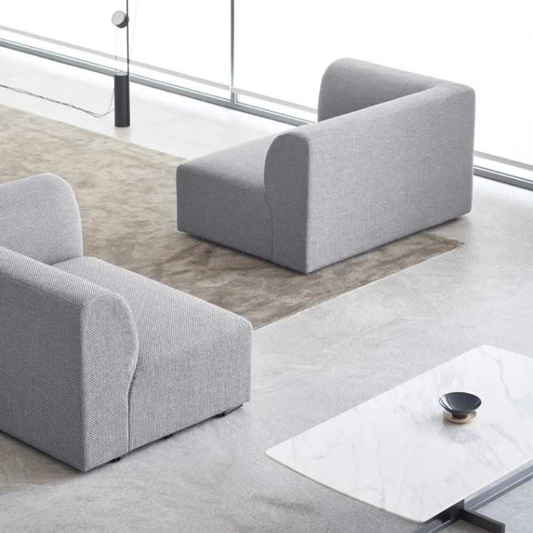 北欧现代简约小户型客厅布艺沙发极简落地民宿三人位棉麻直排沙发