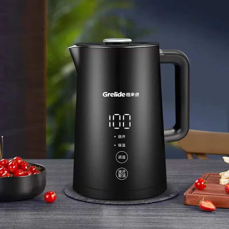 格来德D2217E 烧水壶 电热水壶 5段温度家用烧水壶316不锈钢 1.7L