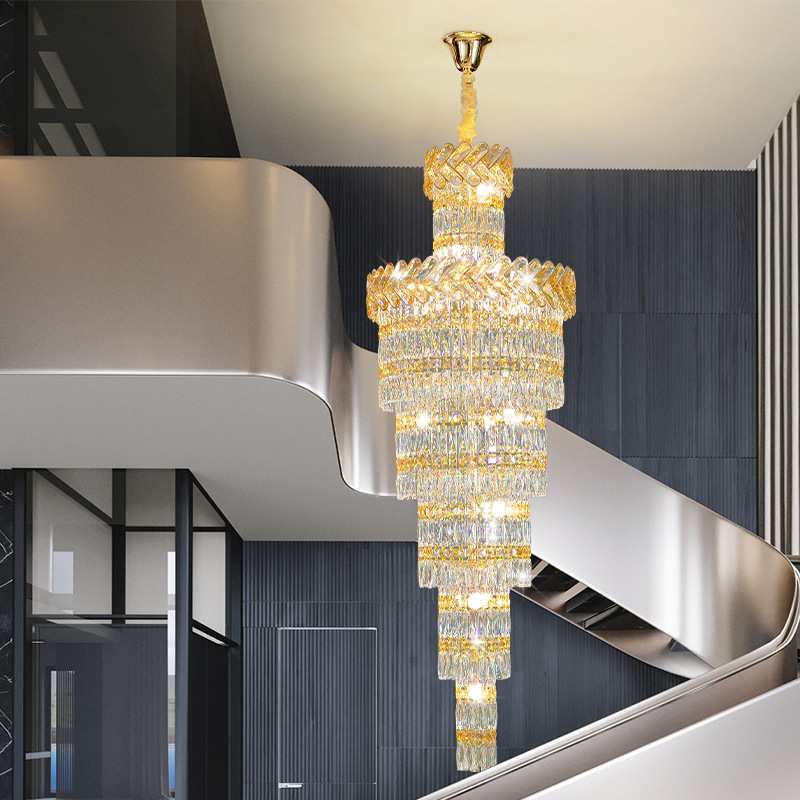 别墅客厅大吊灯轻奢跃层挑空中空楼中楼loft高档复式楼新款水晶灯