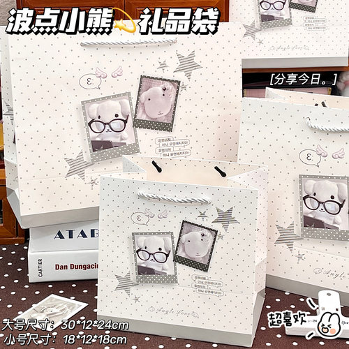 日系波点小熊礼品袋手提礼物袋子