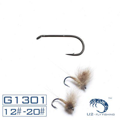 60枚 G1301 标准干式裸钩 飞蝇钩 冰溪飞钓 倒刺钩 假饵 钓钩