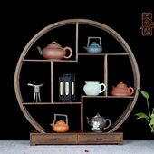 红木雕60带抽圆形大博古架紫砂茶壶奇石花盆多宝阁鸡翅实木展示架