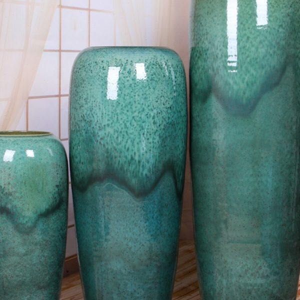 粗陶陶罐落地大花瓶样板房摆件绿色复古流水客厅陶瓷景观卧室摆件,家居饰品,花瓶,淘宝优惠券,粉丝福利购,淘宝优惠卷