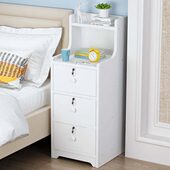 30cm收纳柜简约现代小型卧室带锁三抽床边柜板式 床头柜超窄20