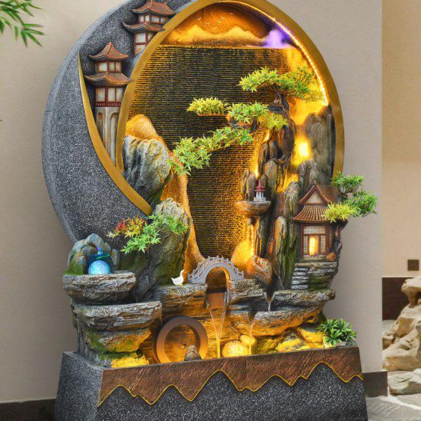 户外庭院水幕墙鱼缸假山流水摆件造景屏风阳台装饰循环水喷泉景观