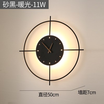 现代创意壁灯简约卧室床头灯轻奢客厅背景墙个性壁挂带时钟装饰灯