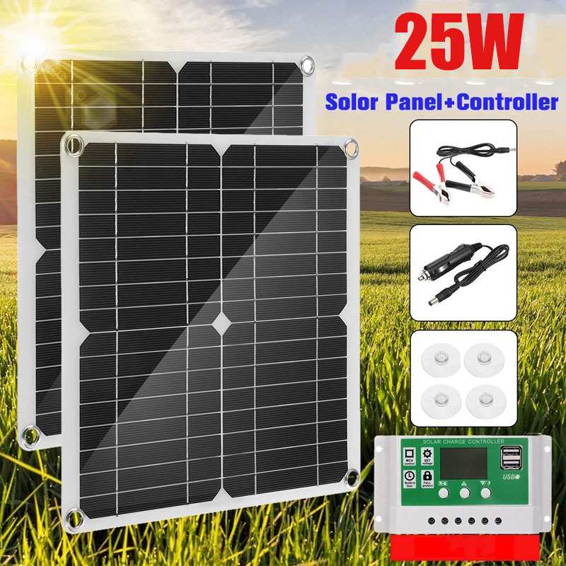 单晶25W18V太阳能板白绿色控制器太阳能电池板太阳能充电板汽车