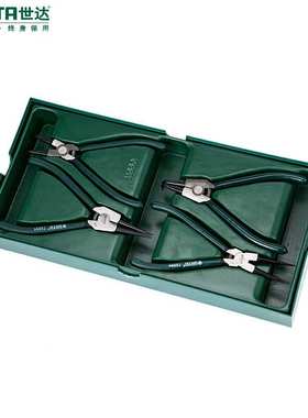 世达 09911件卡簧钳工具托组套内外两用弹簧钳子套装穴轴用挡圈钳