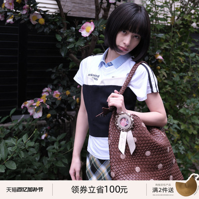 ECODAY刺绣波动编织包春夏女大包大容量通勤单肩包包托特包时尚女