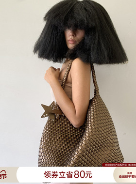 ECODAY秋冬季包包芒果黄编织托特包大容量通勤旅游单肩包手提包女