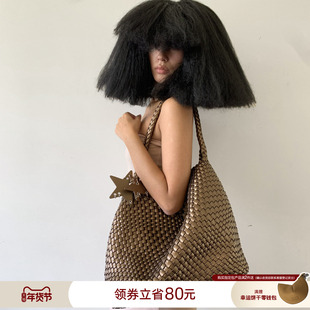 ECODAY秋冬季包包芒果黄编织托特包大容量通勤旅游单肩包手提包女