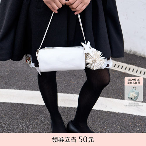 ECODAY流苏配饰笔筒包春夏迷你笔袋包手提手机包女士小方包单肩包