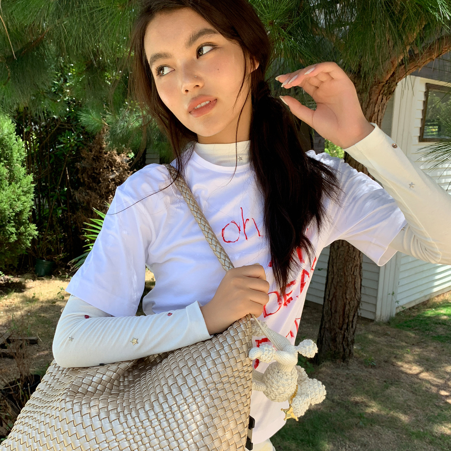 ECODAY香槟色编织包大容量通勤女出游