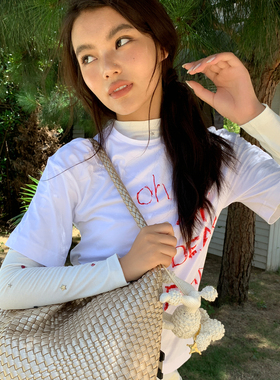 ECODAY【蜜蜂惊喜社】原创设计香槟色编织托特包大容量通勤单肩