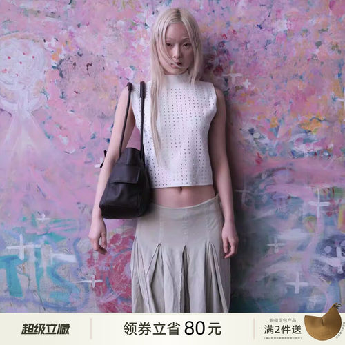 ECODAY原创设计束束包大容量抽绳水桶包女包单肩手提灰色云朵包包