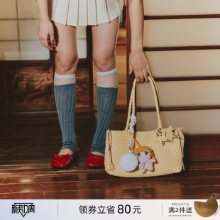 ECODAY春夏季横版鹅黄色编织托特包大容量通勤单肩手提女腋下包包