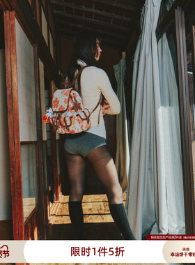 ECODAY碎花双肩背包包包旅行户外大容量通勤轻便大学生上课背包女