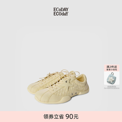 ECODAY经典复古德训鞋浅黄色女鞋休闲运动鞋潮出游百搭秋冬低帮