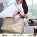 ECODAY原创设计香槟色编织托特包大容量通勤单肩包手提包大学生女