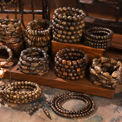 《妙艺原创高端文玩》沉香老山檀库克木串多圈手串配饰直播专拍13