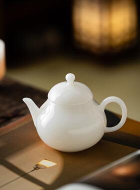 羊脂玉瓷思亭壶陶瓷手工茶单可壶办公家用璞小泡RWN茶壶功夫具lo